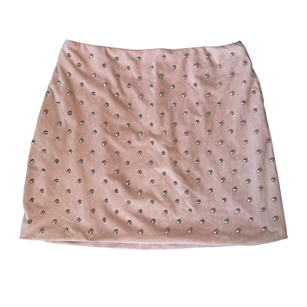 Forever 21+ Studded Faux Suede Mini Skirt Pink Rocker Festival Aesthetic 1X